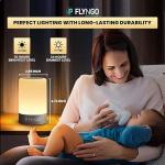 FLYNGO Touch Control LED Night Light Table Lamp for Bedroom, Living Room, and Study, with Adjustable Brightness, USB Rechargeable (A1)Plastic ,White
