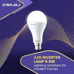 Bajaj iLED 8.5W Rechargeable Emergency Inverter LED Bulb | Cool Day Light | Upto 4 Hours Battery | B22D | (Pack of 1, White)