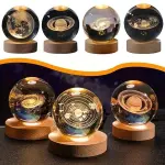 Crystal Ball Astronomy Night Lamp (Random), Luminous Clear Sculpture Round Astronomy Ball Night