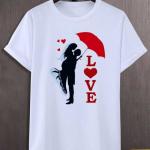 Romantic Love Couple Printed White T-Shirt for Men & Women