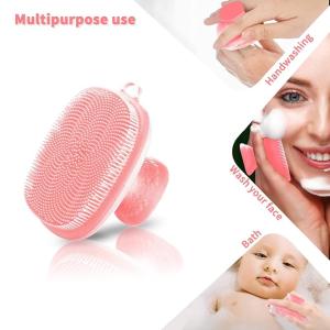 VWMYQ Silicone Facial Cleansing Brush Face Wash Brush Face Scrubber Soft Handle Deep Cleansing Skin Care for Gentle Exfoliating, Removing Blackhead, Massaging (Pink)