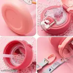 1 Pc Cartoon Graphic Cute Plastic Bottle, Leakproof Water Cup With Adjustable Shoulder Strap & Straw For Travelling- Orange