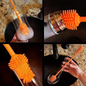 Silicone Bottle Cleaning Brush with Long Handle – Flexible, Non-Scratch Brush for Baby Bottles, Water Bottles, Containers, Vases & Glasses