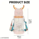 1 Pc Cartoon Graphic Cute Plastic Bottle, Leakproof Water Cup With Adjustable Shoulder Strap & Straw For Travelling- Orange