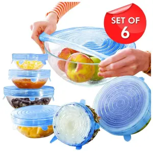 Silicone Lid – Heavy Quality (6 Pc Set, Random Color) | Reusable Stretchable Food Covers for Bowls, Cups & Containers