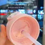 1 Pc Cartoon Graphic Cute Plastic Bottle, Leakproof Water Cup With Adjustable Shoulder Strap & Straw For Travelling- Orange